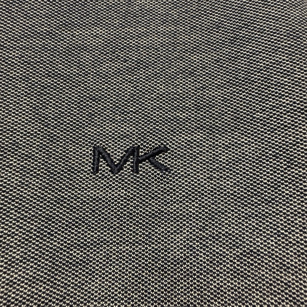 Michael Kors Polo Shirt Mens Large Gray/Blue Embroidered MK Logo Contrast Collar - Picture 5 of 6